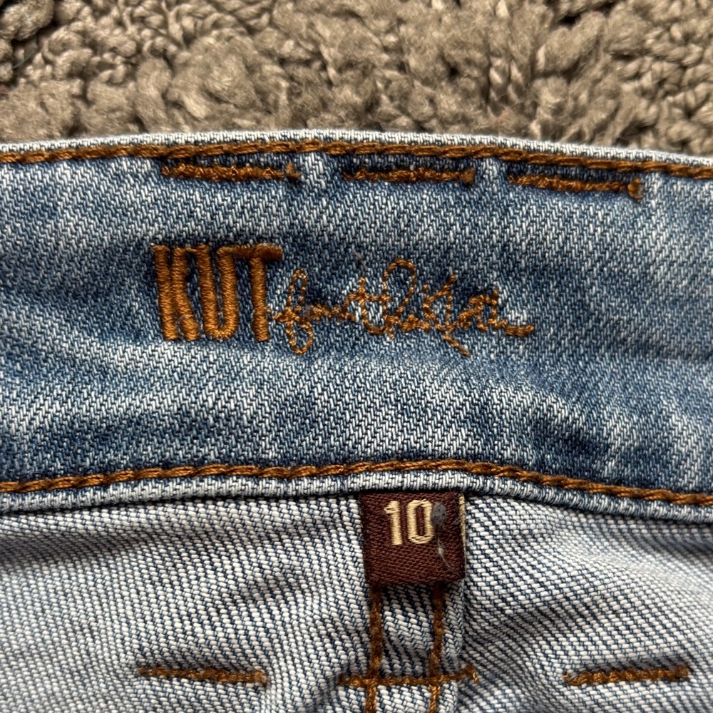 Kut from the Kloth Light/Medium Blue Distressed Flare Jeans - Picture 2 of 7